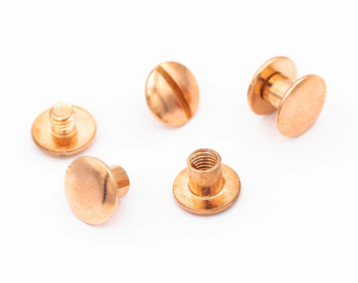 10 Stück Gürtelnieten 5 mm | Nieten für Lederriemen | Kupfer