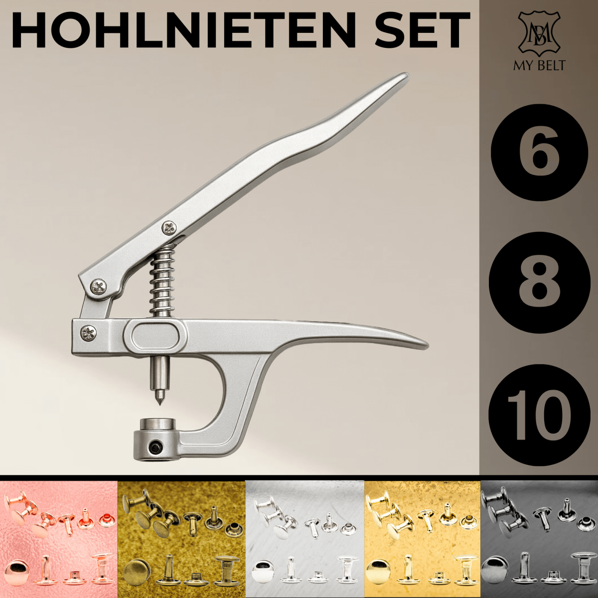 My Belt - Hohlnietenzange, Leder Nieten Zange Set