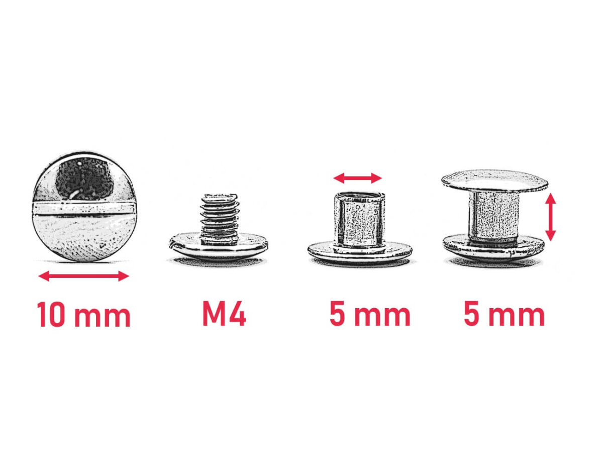10 Stück Gürtelnieten 5 mm | Nieten für Lederriemen | Edelstahl