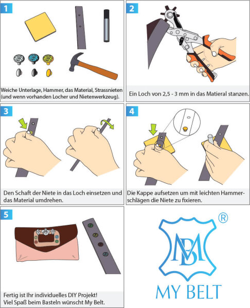 10 Stück Strassnieten Topaz / Silber | Schmucknieten | Ziernieten | Strasssteine |