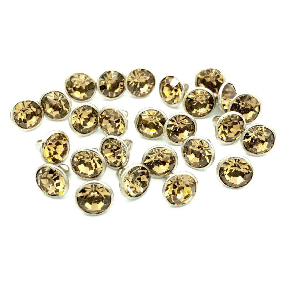 100 Stück Strassnieten Topaz / Silber | Schmucknieten | Ziernieten | Strasssteine |