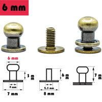 4 Stück Kopfnieten mit Schraubverschluss 6 mm / Pilzkopfniete Altmessing / Knopfniete zum Anschrauben / Beiltaschenknopf