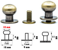 20 Stück Kopfnieten mit Schraubverschluss 10 mm /...