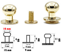 20 Stück Kopfnieten mit Schraubverschluss 10 mm /...