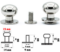 4 Stück Kopfnieten mit Schraubverschluss 12 mm /...
