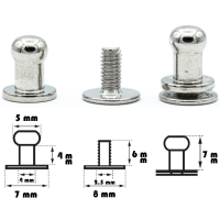 20 Stück Kopfnieten mit Schraubverschluss 5 mm / Pilzkopfniete Silber / Knopfniete zum Anschrauben / Beiltaschenknopf