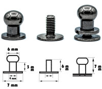 20 Stück Kopfnieten mit Schraubverschluss 6 mm /...